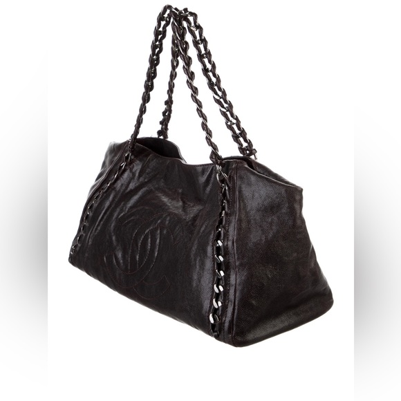 Chanel tote. Glazed Caviar East West Modern Chain Tote Brown - Picture 3 of 10
